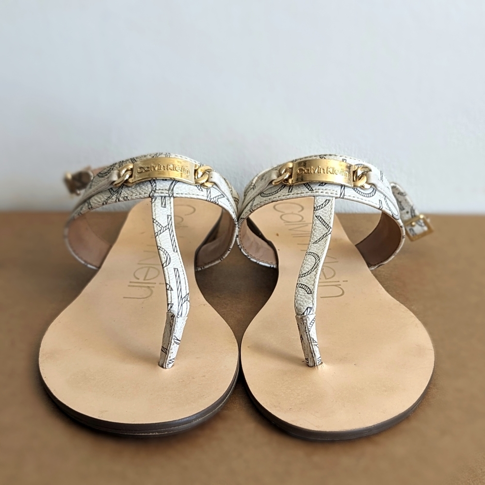 Calvin Klein Soley Monogram White with Logo Strap Back Women's Sandals - Picture 10 of 10
